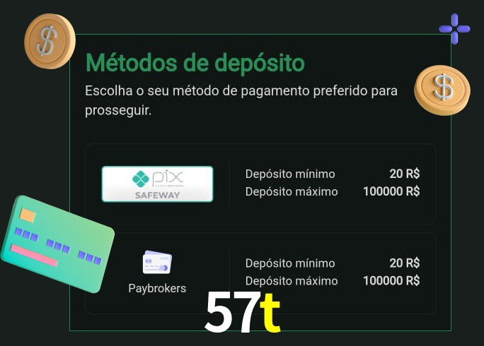 O cassino 57t oferece uma grande variedade de métodos de pagamento